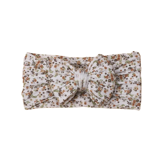 Vintage floral - Baby cable bow headband