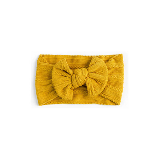 Yellow Mustard - Baby cable bow headband